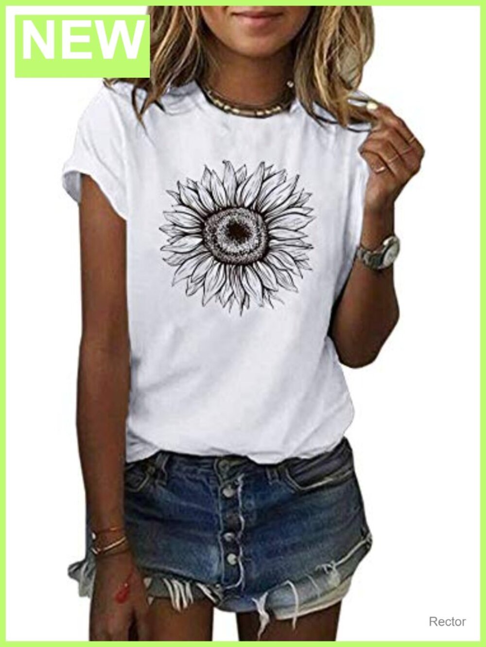 Women's Summer T-Shirt Short Sleeve Sunflower Graphic Loose Cotton Blend